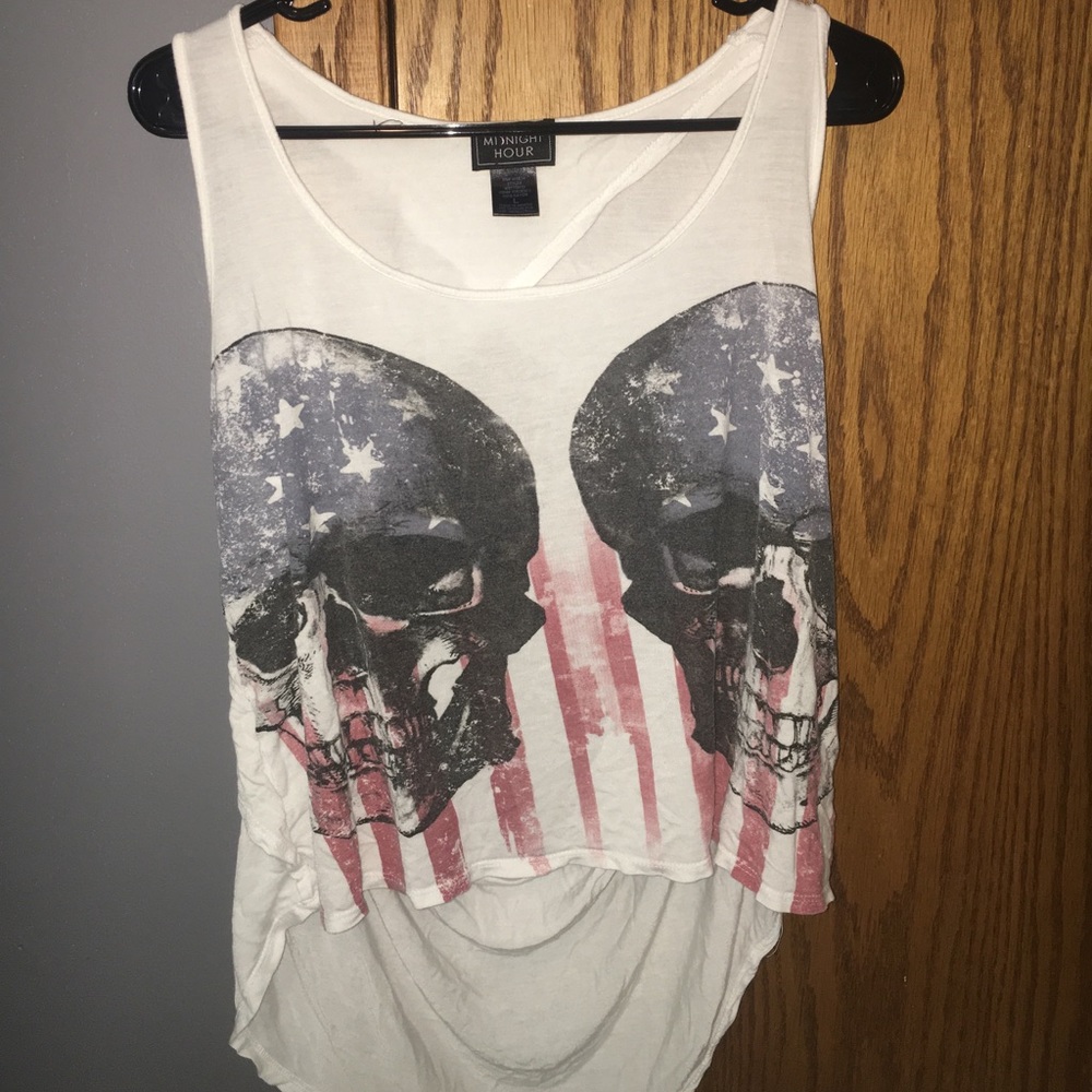 Red white and blue skull tank top